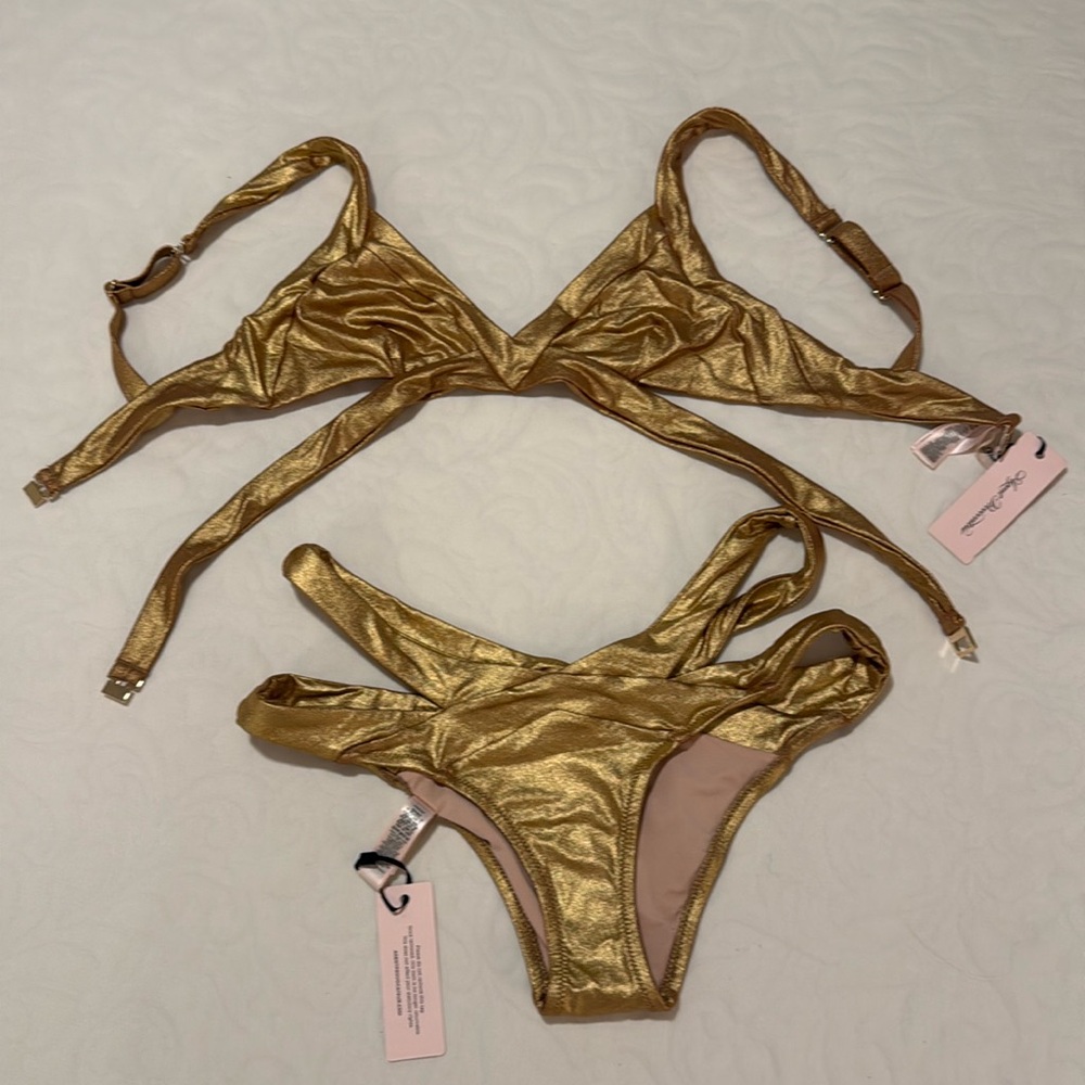 Agent Provocateur MAZZY gold bikini size 3 top + bottom